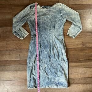 80s VINTAGE Size 18 Hollywood Blvd Acid Wash Denim Dress USA Made Women's #28629
